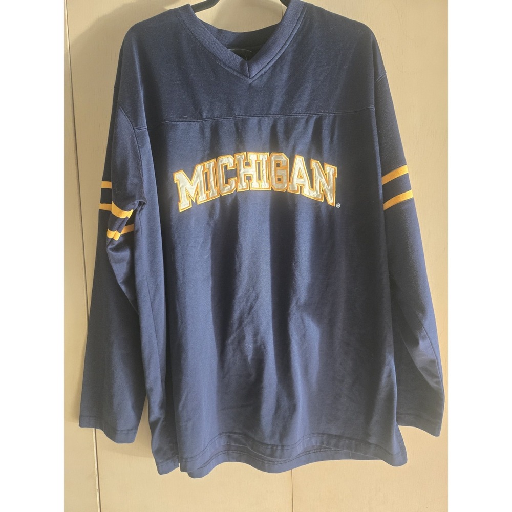 Pro Edge Michigan Wolverines Long Sleeve Football Jersey Shirt XXL Navy NCAA